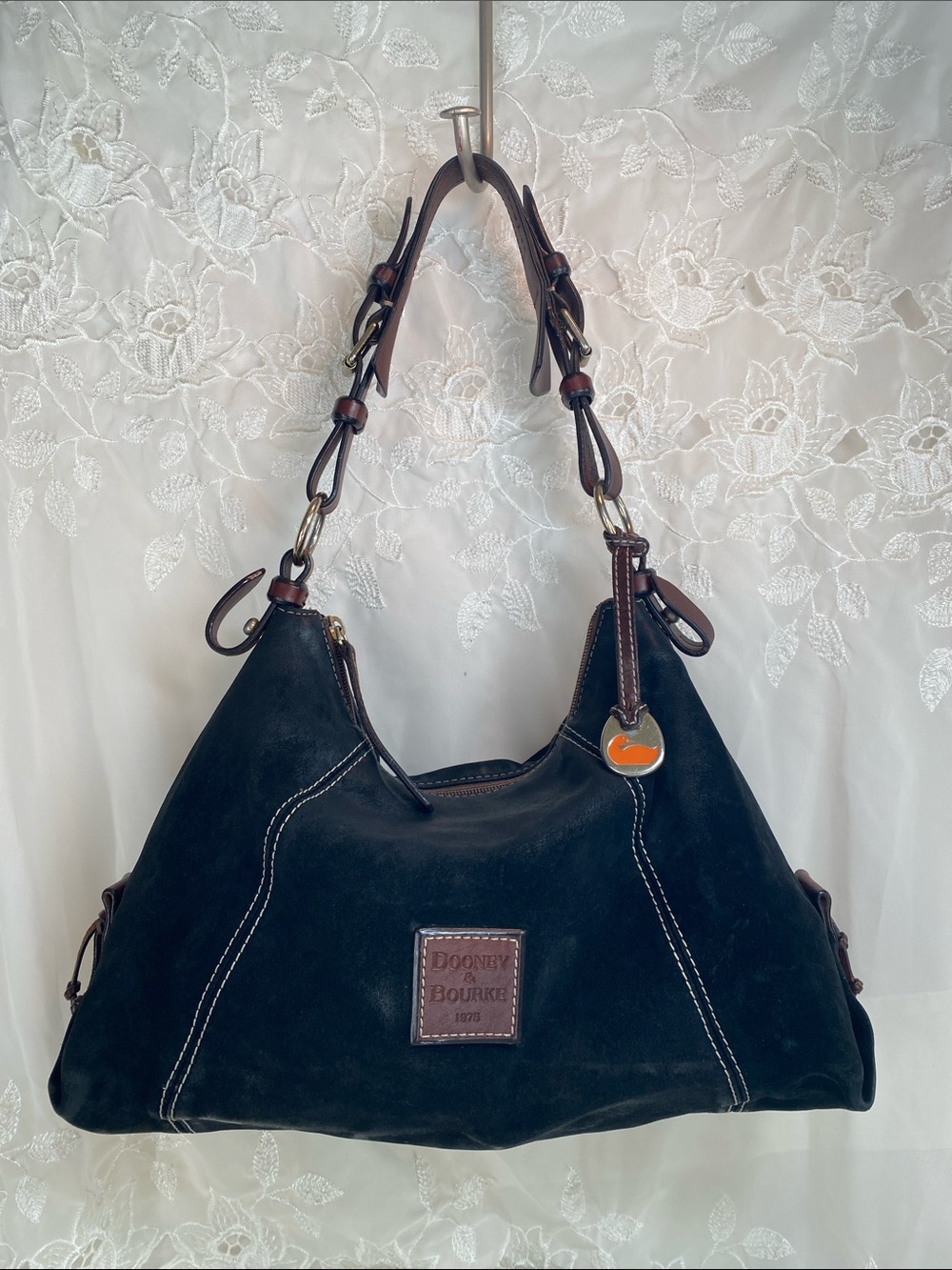 Vintage Dooney & Bourke Black Suede Shoulder Bag